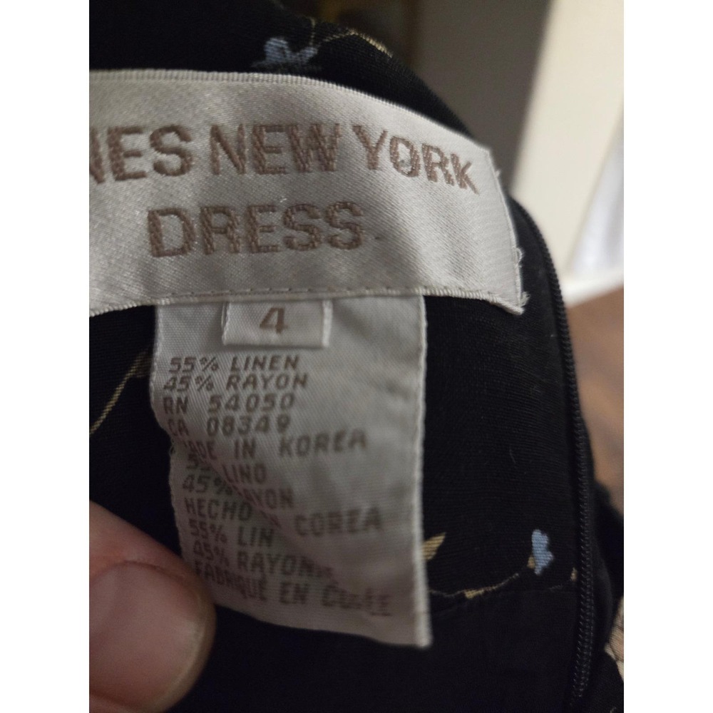 Vintage 90s Jones New York Dress Floral Print Sleeveless Black Size - Picture 3 of 5